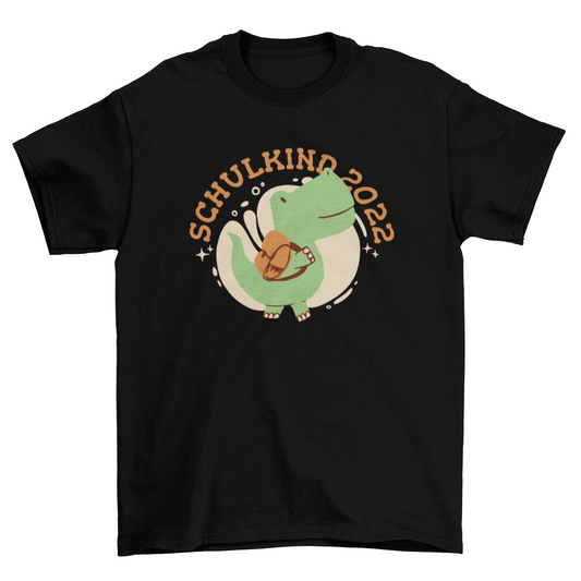Dinosaur with backpack school t-shirt