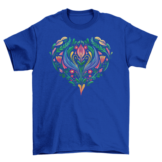 Watercolor floral heart t-shirt