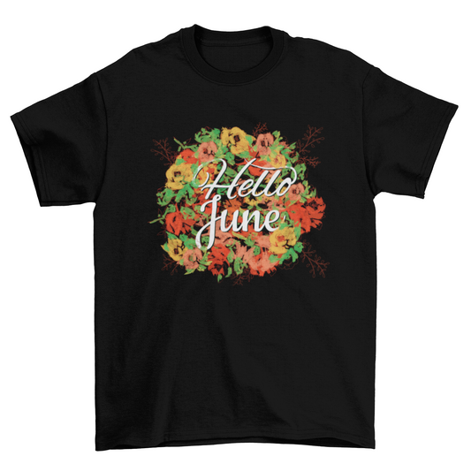 June typography poster flower t-shirt design